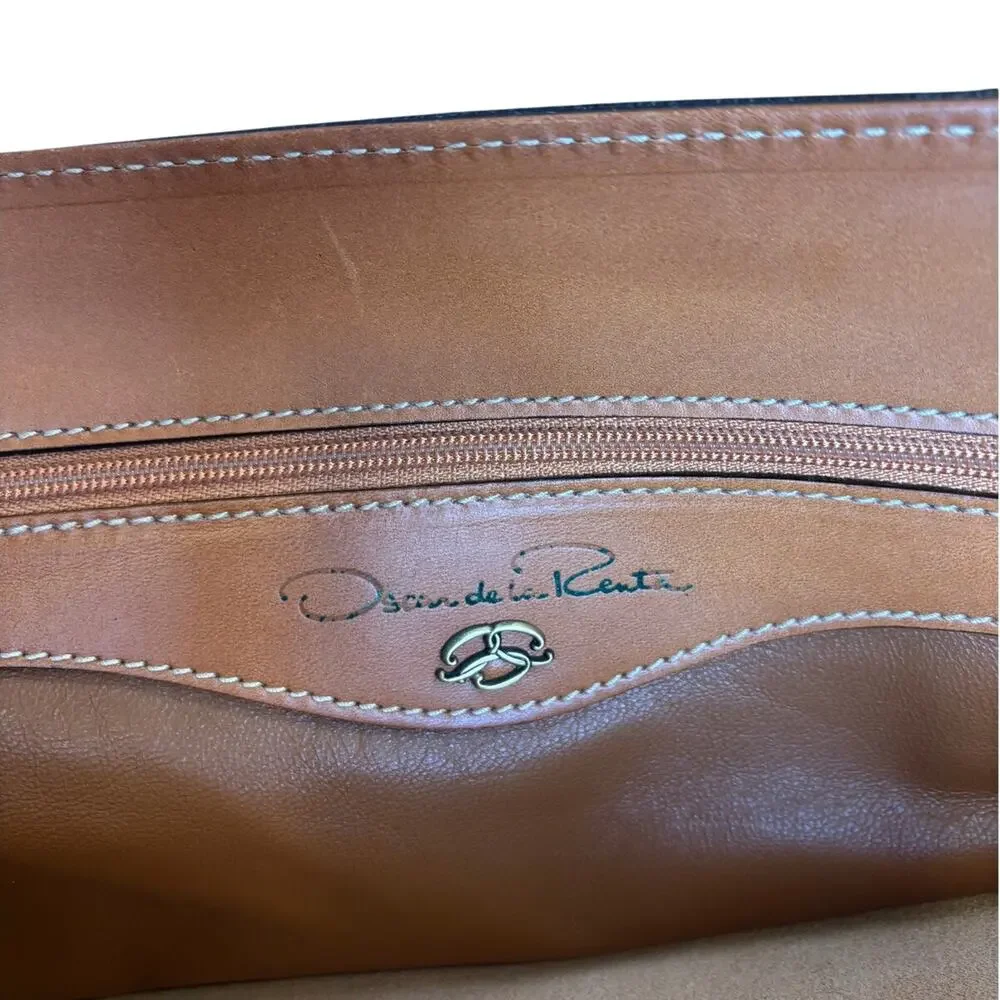 Oscar de la Renta Vacchetta Leather Shopper Tote Camel Vintage Shoulder Bag NOS
